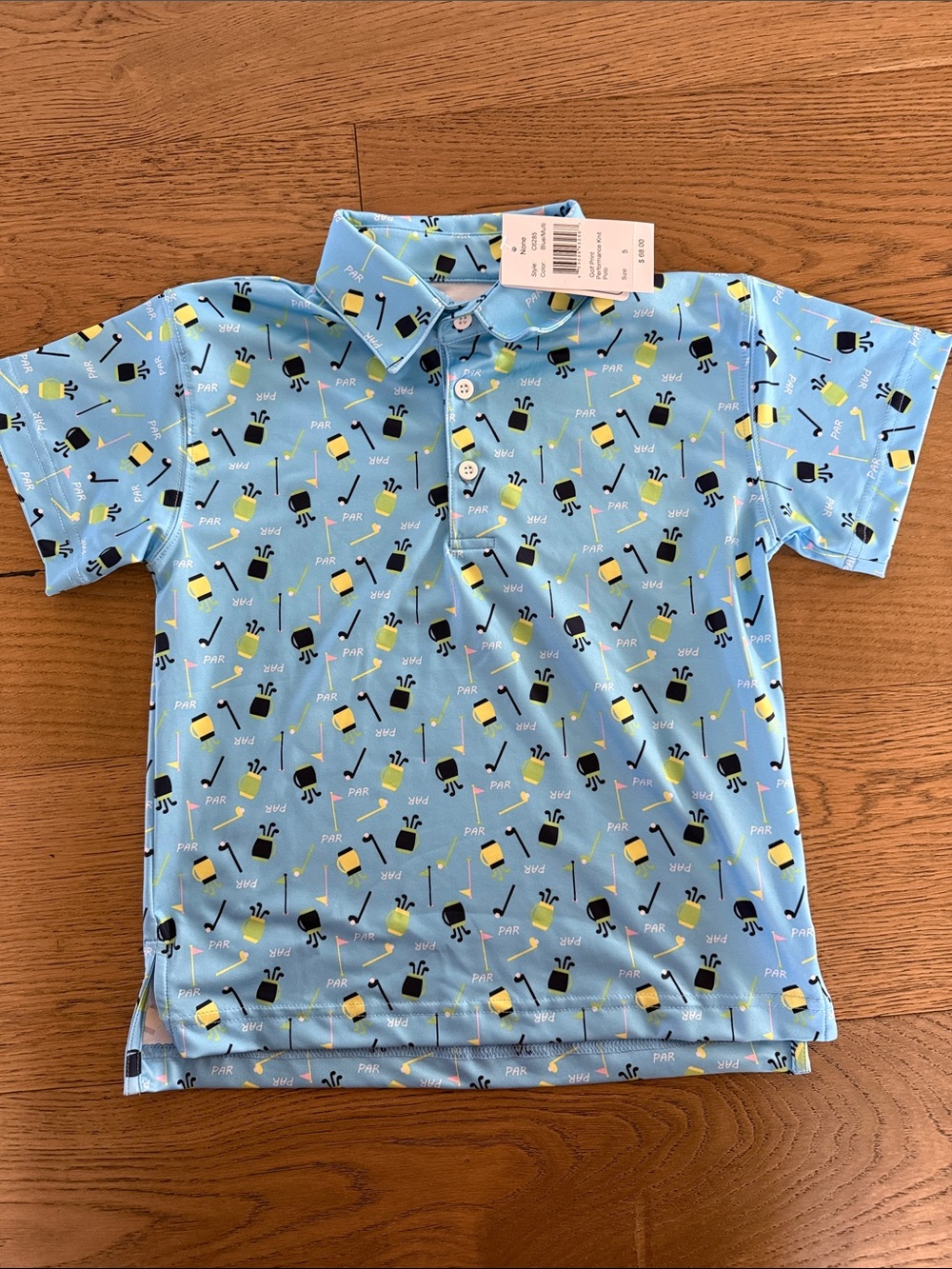 Florence Eiseman Light Blue Golf-Print Polo
